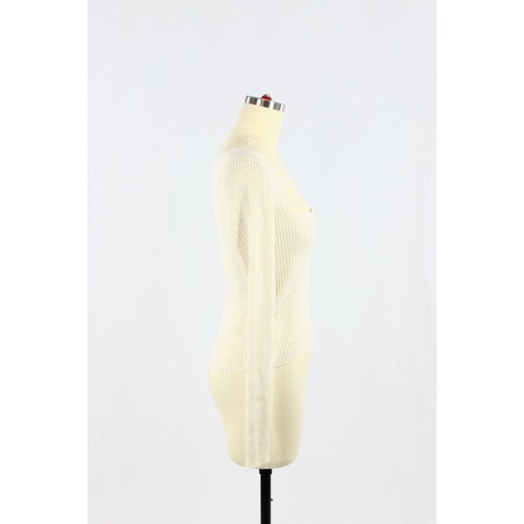 Aritzia WILFRED Leighton Oat Modal Wool Ribbed Knit Square Neck Sweater, Size S - Picture 2 of 15
